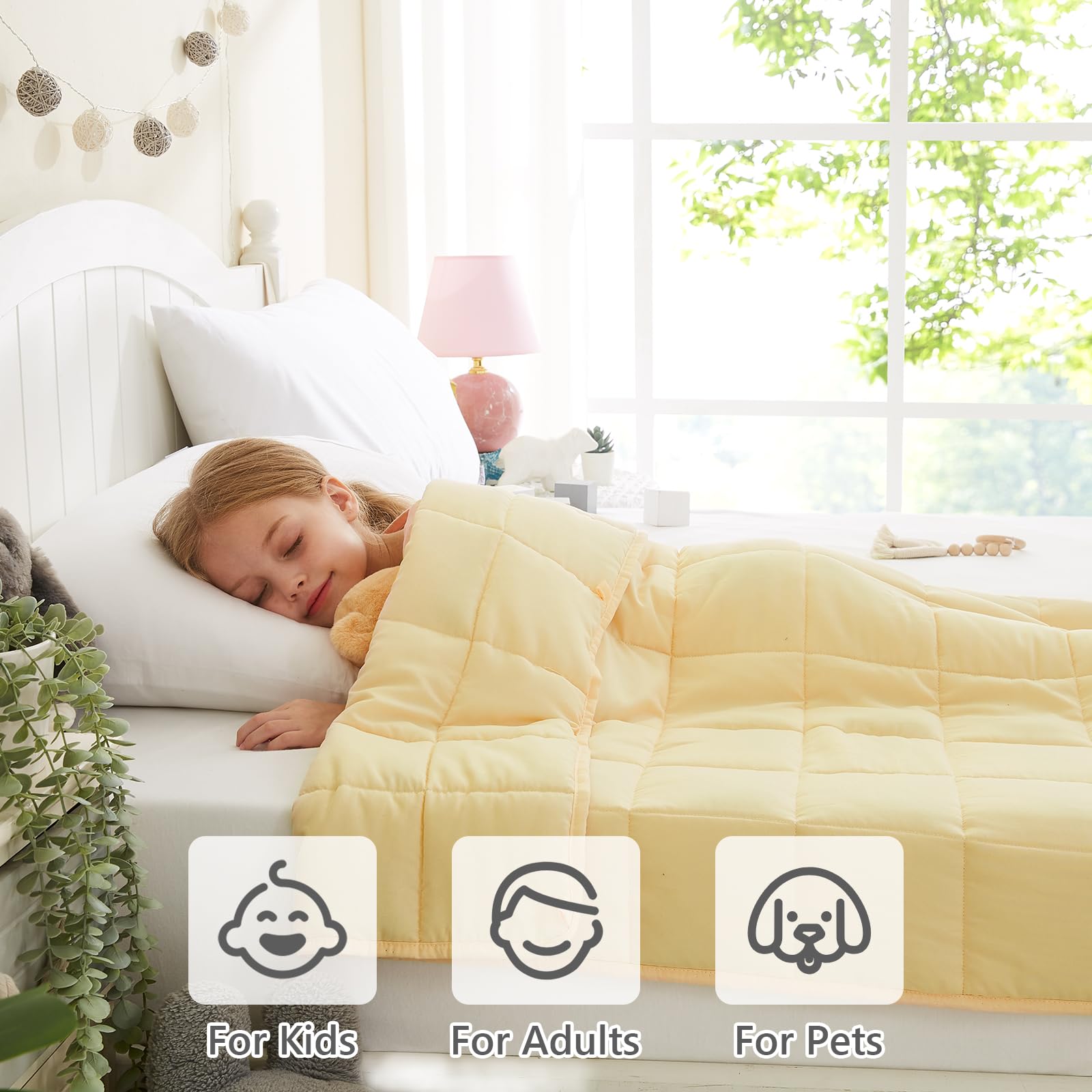 L'Agraty Weighted Blanket - 40''X60'' 7Lbs Cooling Breathable Weighted Heavy Blanket Microfiber Material With Glass Beads Small