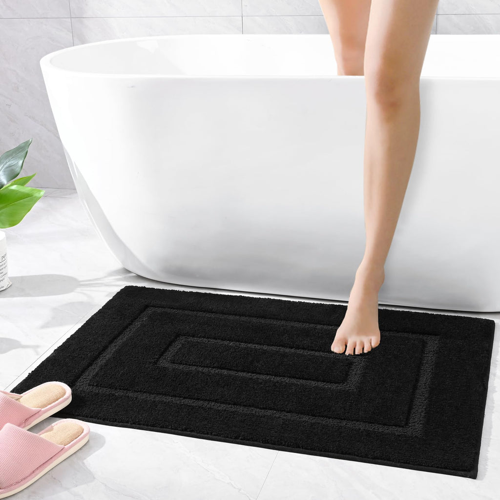 Homore Bath Rug, Black Bathroom Rug 24X36 Inch Soft Absorbent Microfiber Bathroom Runner Rug, Washable Bath Runner Rugs For Bath