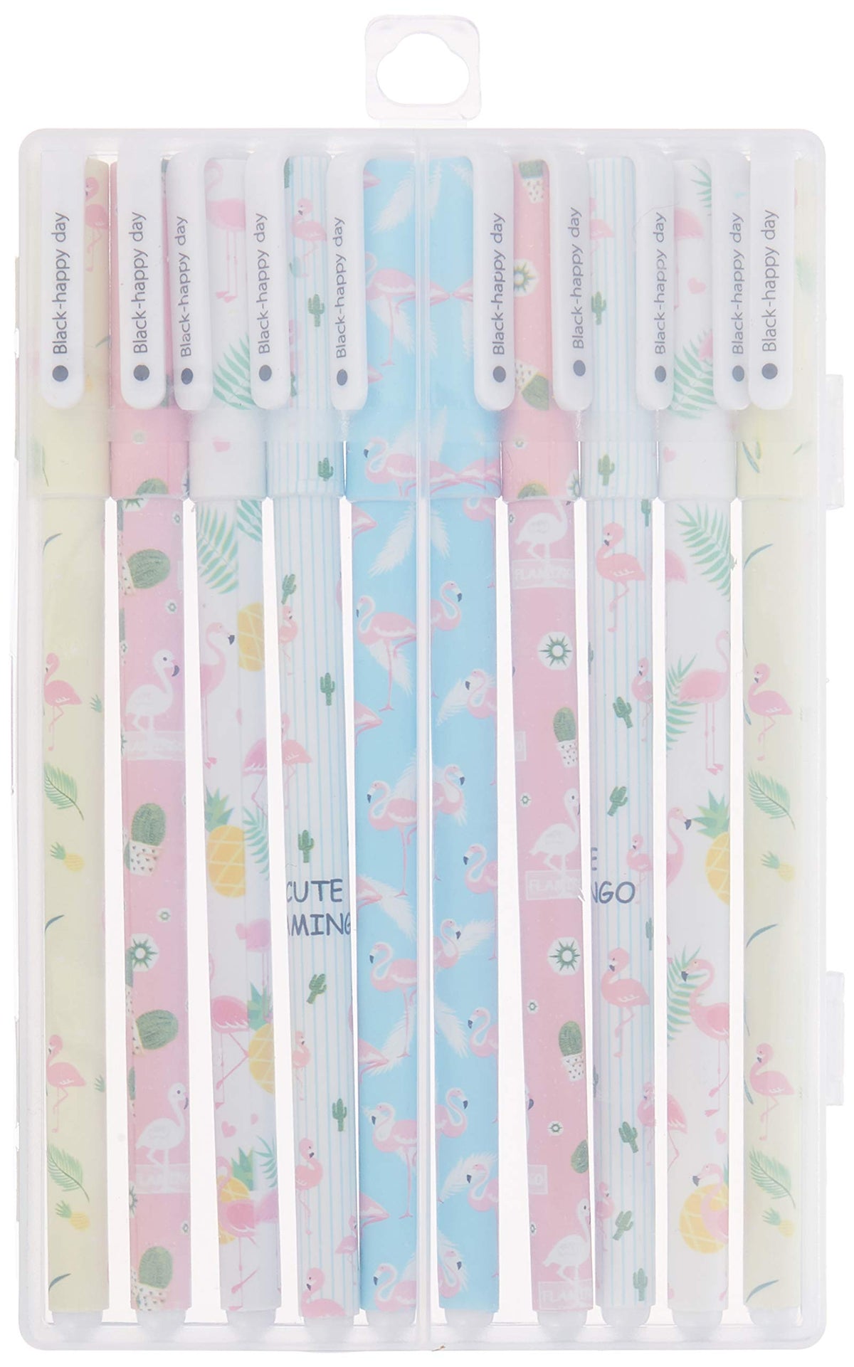 Allydrew Wrapables Unicorn Flamingo Gel Ink Pens, 0.5Mm Fine Point (Set Of 10) For School, Office, Stationery, Flamingo Black In