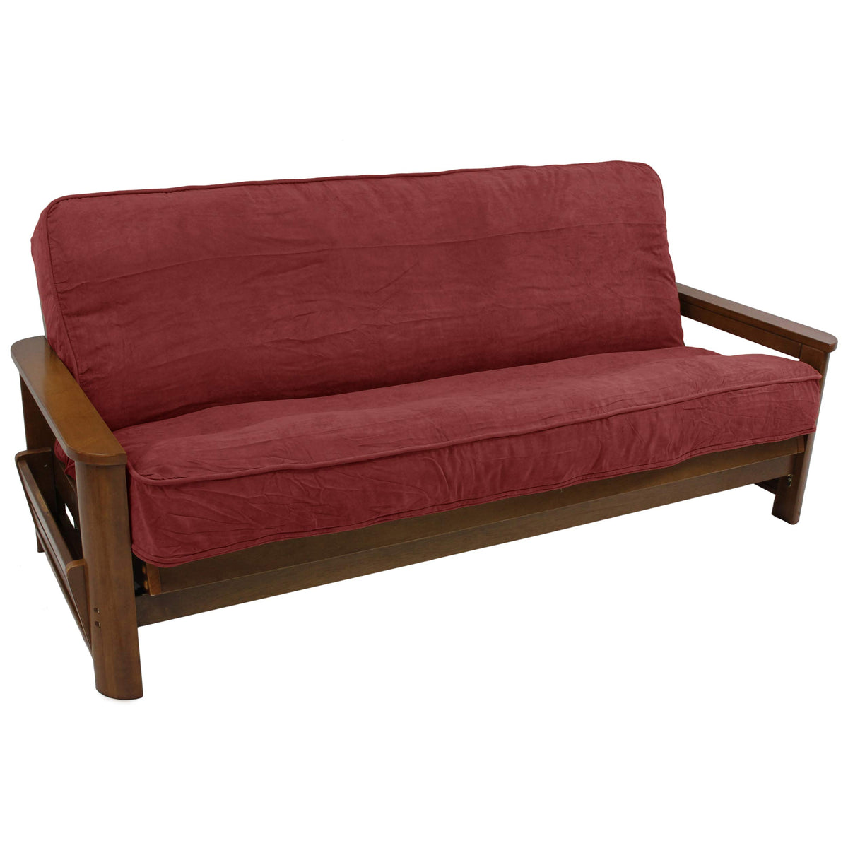 Blazing Needles Solid Microsuede Double Corded 8&quot; to 9&quot; Futon Cover, Full, Red Wine
