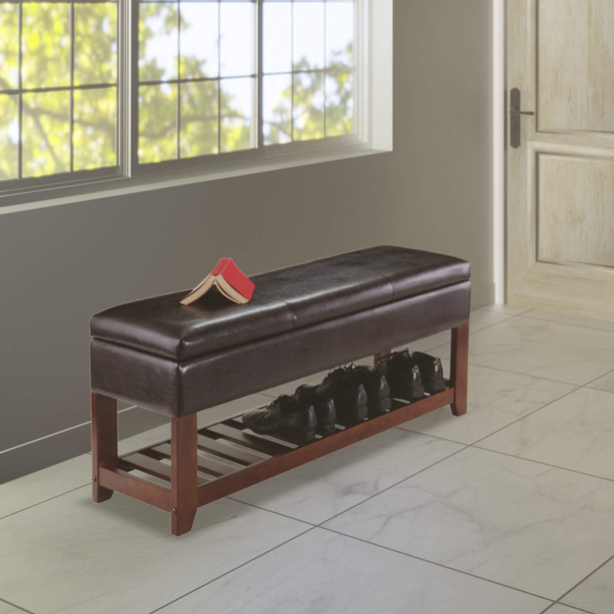 Winsome Monza Storage Bench with Cushion Seat, Espresso (94143)