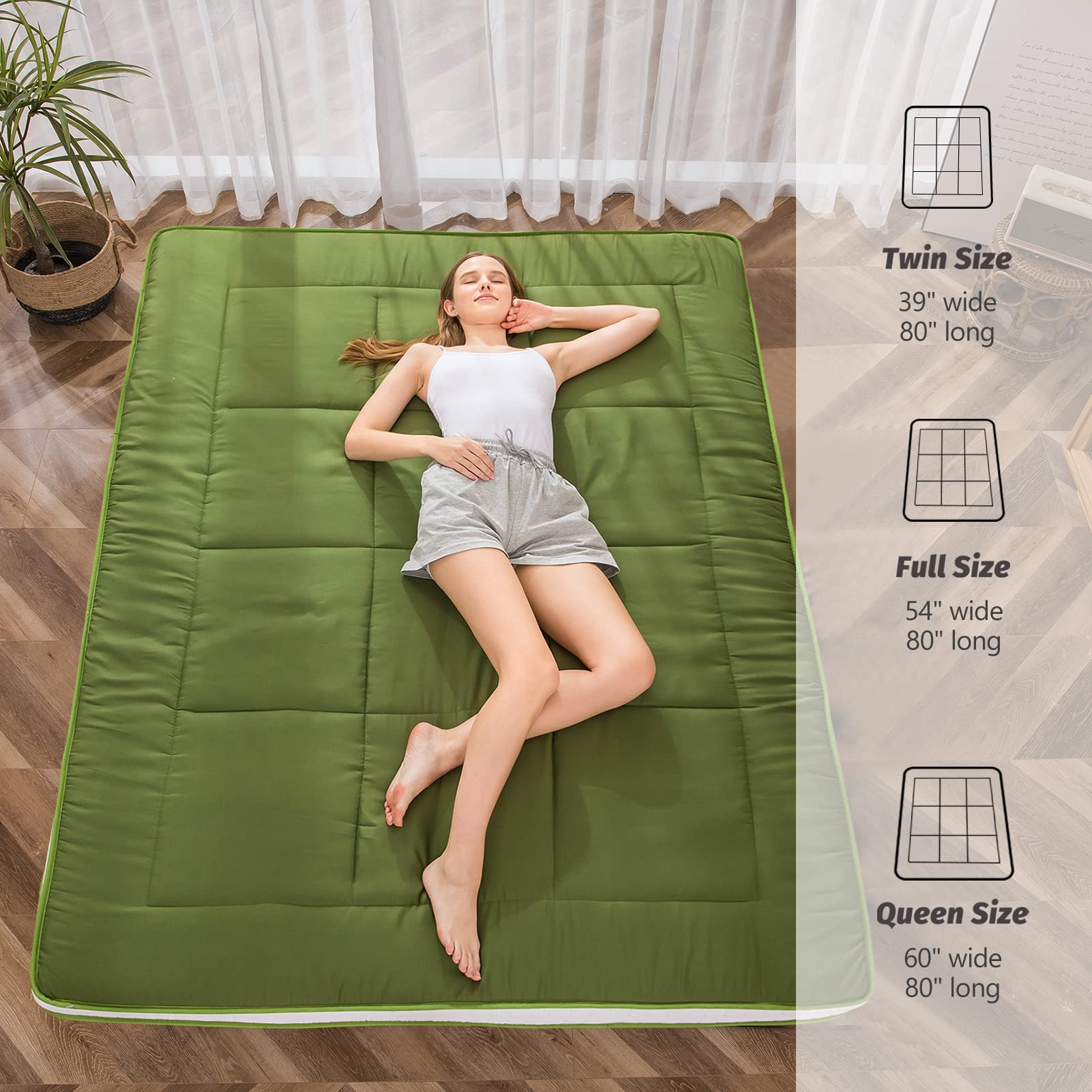 Maxyoyo King Futon Mattress Foam Mattress Topper, Japanese Floor Mattress Foldable Mattress Futon Bed Mattress Pad Guest Bed Mat