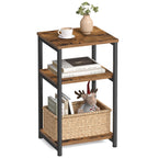 Vasagle Side Table, Small End Table, Tall Nightstand For Living Room, Bedroom, Office, Bathroom, Rustic Brown And Classic Black Ulet273B01