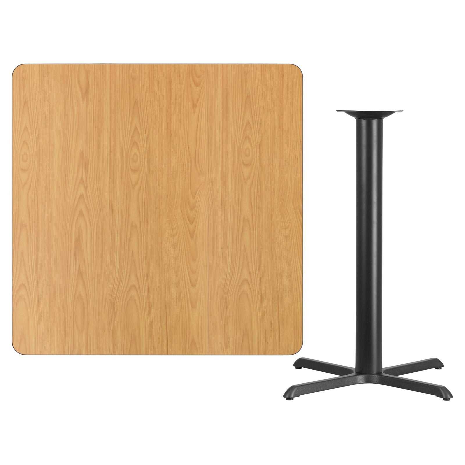 Flash Furniture 42'' Square Natural Laminate Table Top with 33'' x 33'' Bar Height Table Base