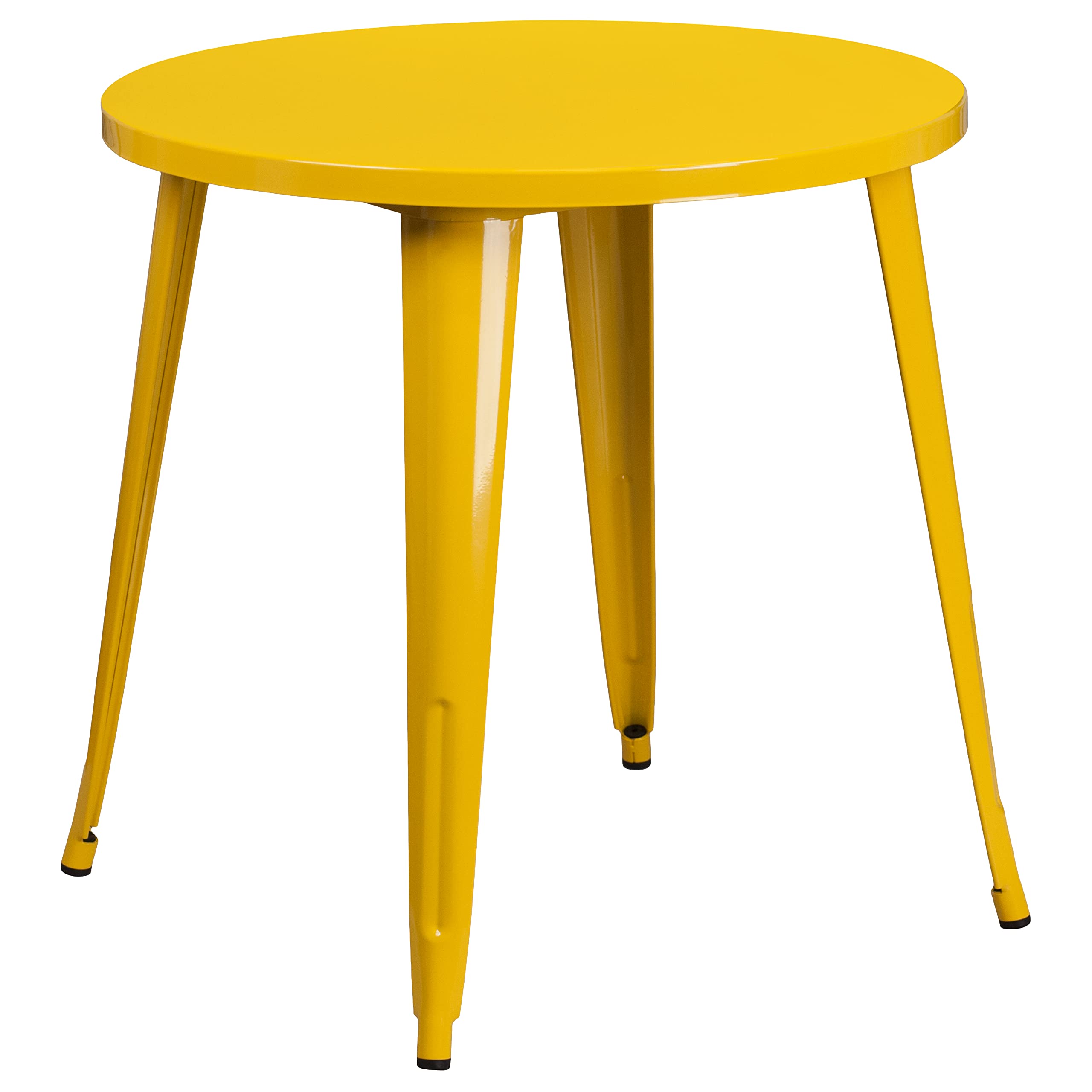 Flash Furniture Commercial Grade 30&quot; Round Yellow Metal Indoor-Outdoor Table Set With 4 Arm Chairs