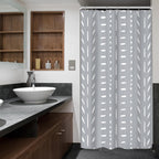 Riyidecor Stall Small Boho Gray Half Size Shower Curtain Chevron Herringbone Striped Geometric 36Wx72H Inch Single Narrow Tiny W
