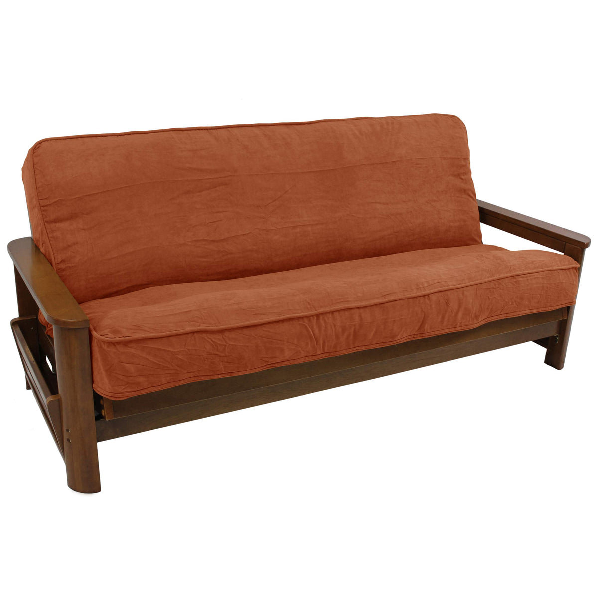 Blazing Needles Solid Microsuede Double Corded 8&quot; to 9&quot; Futon Cover, Full, Spice