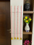 Magpie Handmade Wall Door Light Pink Hanging Pom Pom Torans Garland Bandhwar with Golden Bells Decoration Item for Home Dcor Diw