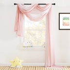 Nicetown Romantic Wedding Ceremony Arch Decor Scarfs, Pink Ombre Sheer Scarf Curtains Window Valances For Girls Room/Bed Canopy/Birthday Party, 2 Pieces, W60 X L216