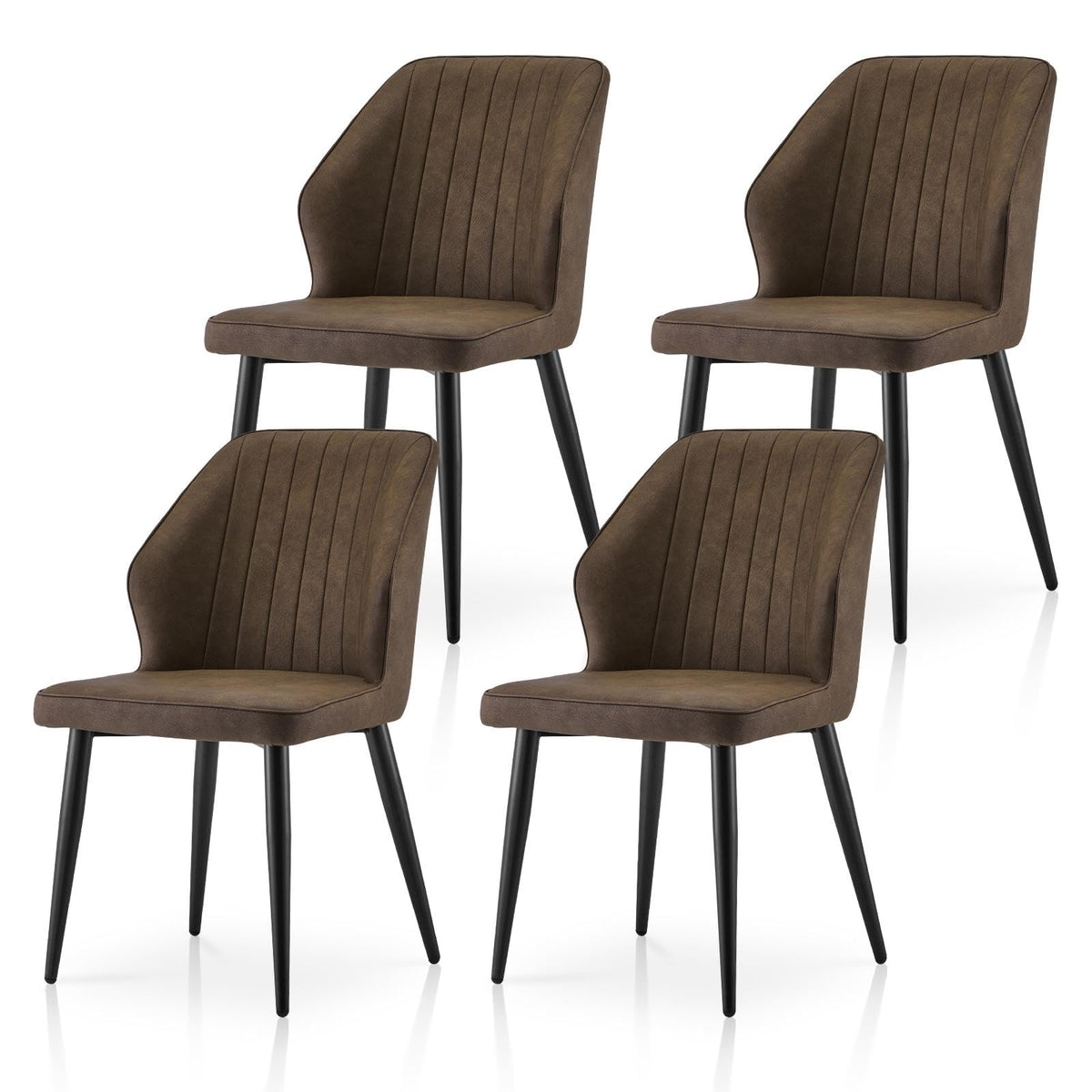 Tukailai Modern Dining Chairs Set Of 4, Faux Leather Kitchen Chairs Lounge Leisure Living Room Corner Chairs Leatherette Guest Reception Chairs With Backrest And Padded Seat (Brown)