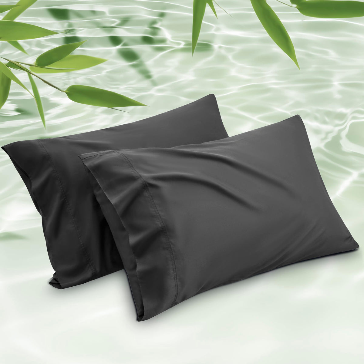 Bedsure King Size Pillow Cases Set Of 2, Rayon Derived From Bamboo Black Pillowcase, Cooling Pillow Cases For Hot Sleepers, Soft