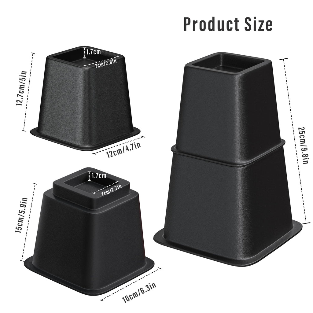 Lufia Bed Furniture Risers Heavy Duty, Elevation In Heights 8, 5 Or 3 Inch, Adjustable Furniture Risers For Sofa, Table, Couch,