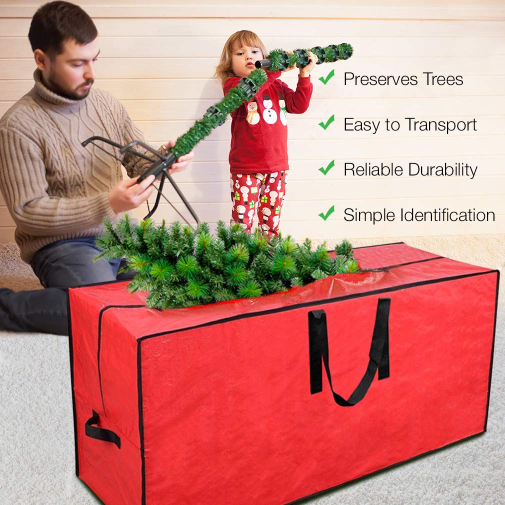 Primode Christmas Tree Storage Bag | Fits Up To 9 Ft. Tall Disassembled Tree I 65''X15''X30'' Holiday Tree Storage Case | Protec