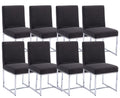 Cimota Black Modern Dining Chairs Set Of 8, Upholstered Dining Room Chairs Armless Guest Side Chair With Chrome Base For Dining