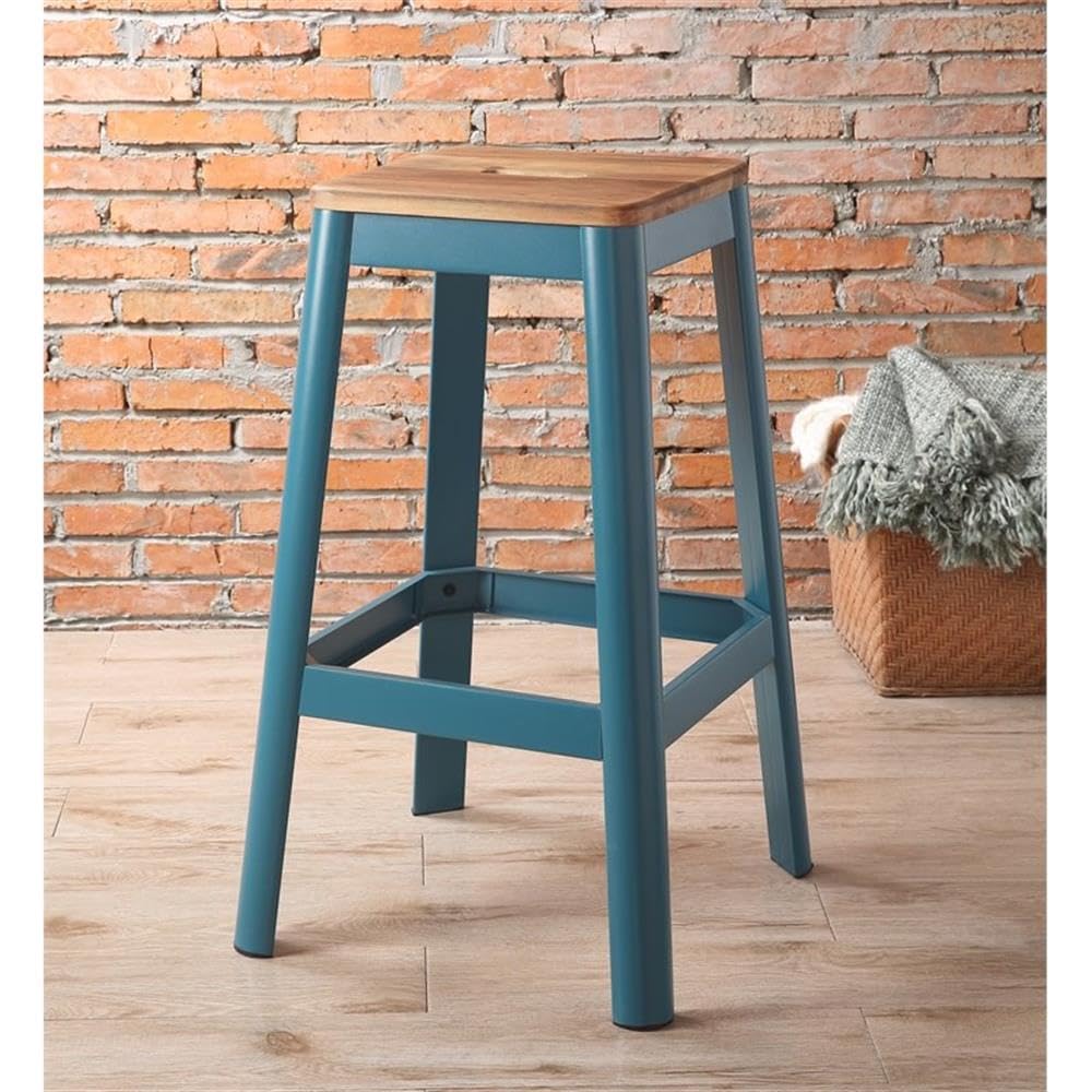 Acme Jacotte Bar Stool in Natural and Teal