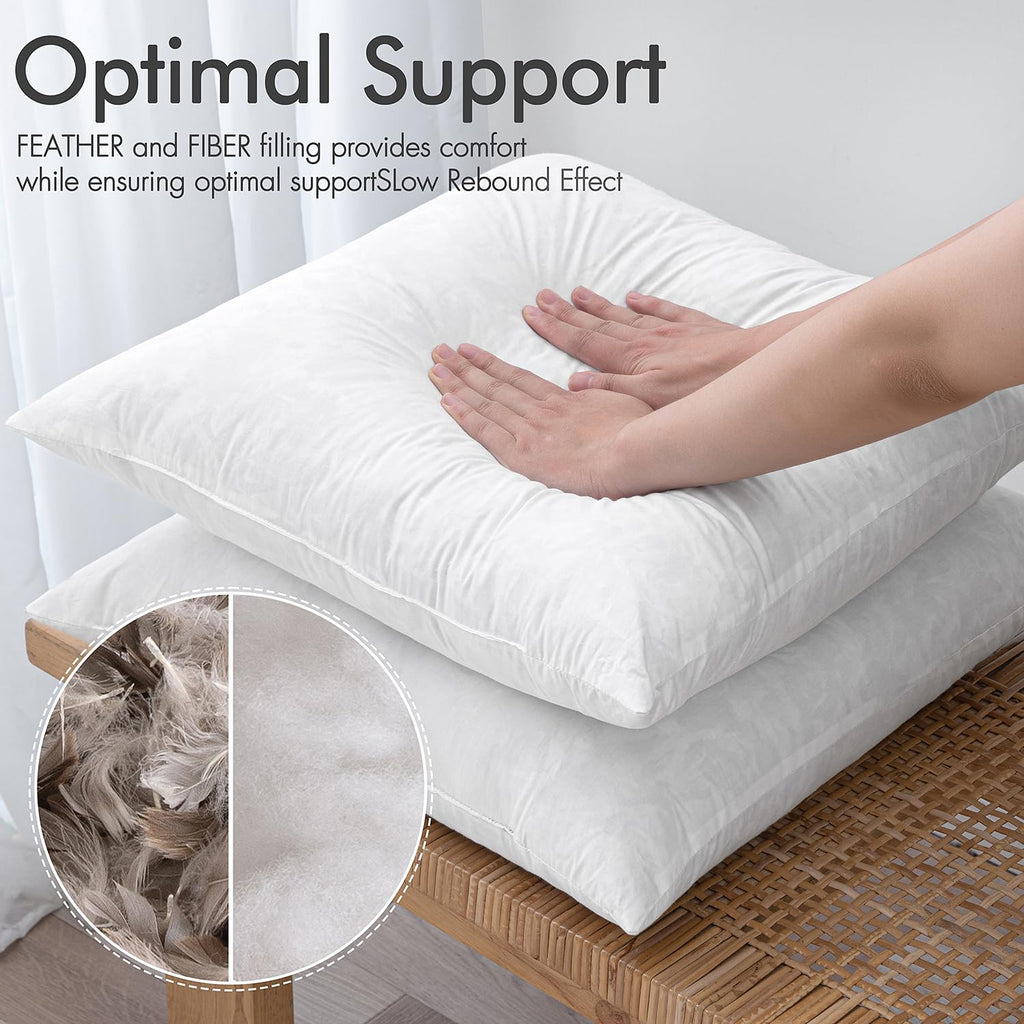 Miulee Pillow Inserts 22X22 Inch Set Of 2, Polycotton Mix Feather Throw Pillow Inserts, 22 Inch Square Decorative Couch And Sofa