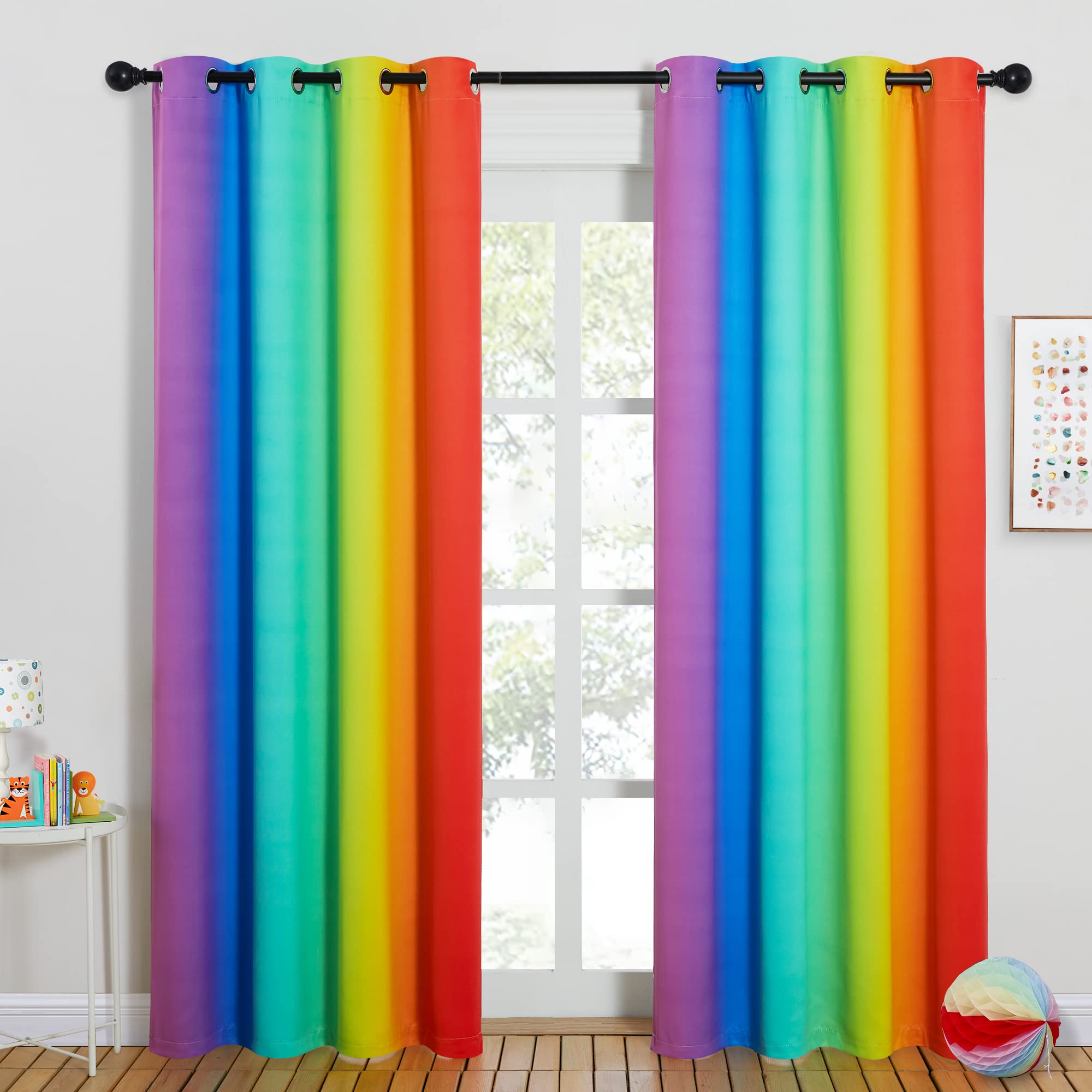 Nicetown Room Darkening Gradient Curtains 84 Inch Length For Living Room, White & Purple Ombre Privacy Curtains For Patio Office