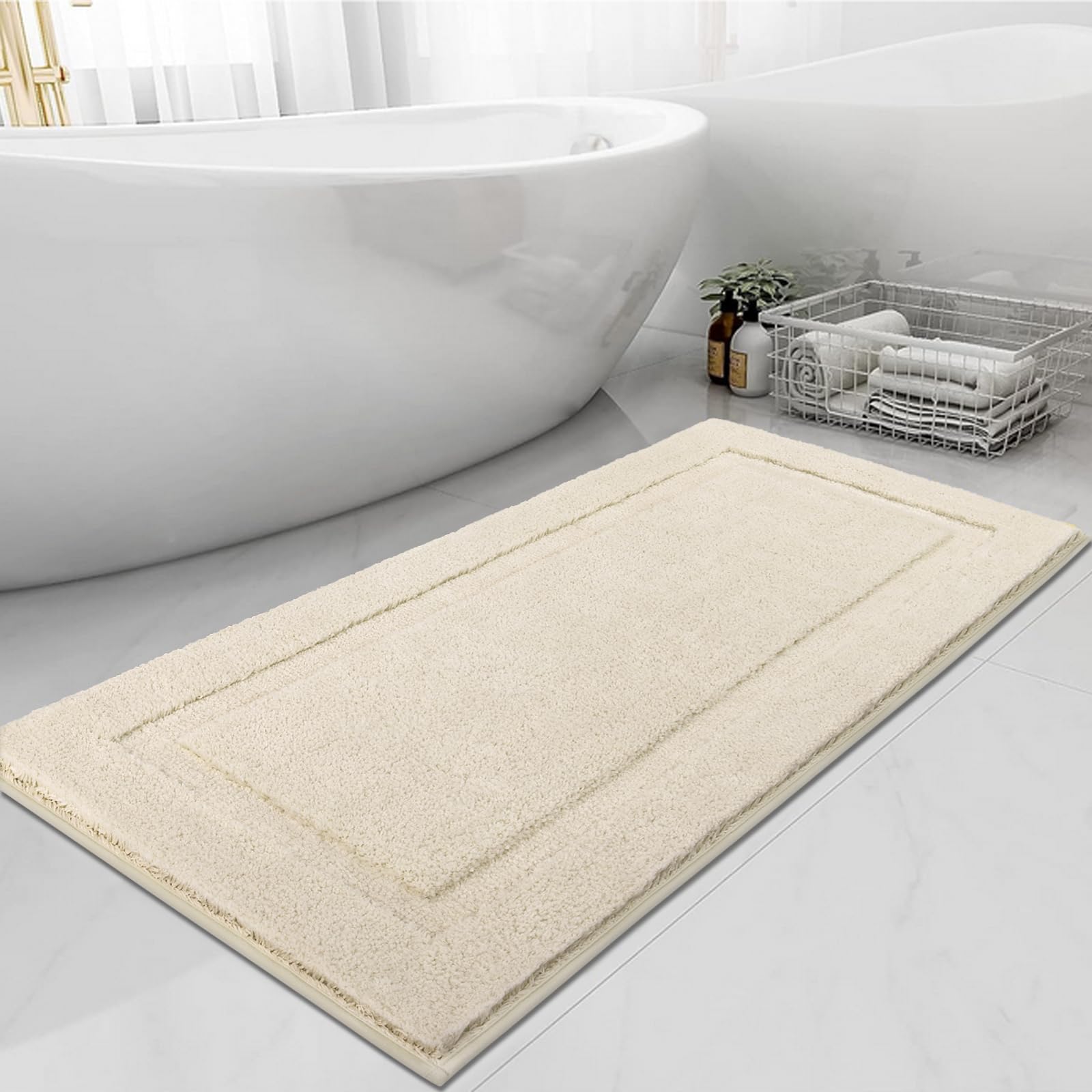 SHACOS Super Soft Bathroom Runner Rugs 20 x 47 inch Microfiber Bath Mat Runner Non Slip Washable Bath Rugs Absorbent Bathroom Ma
