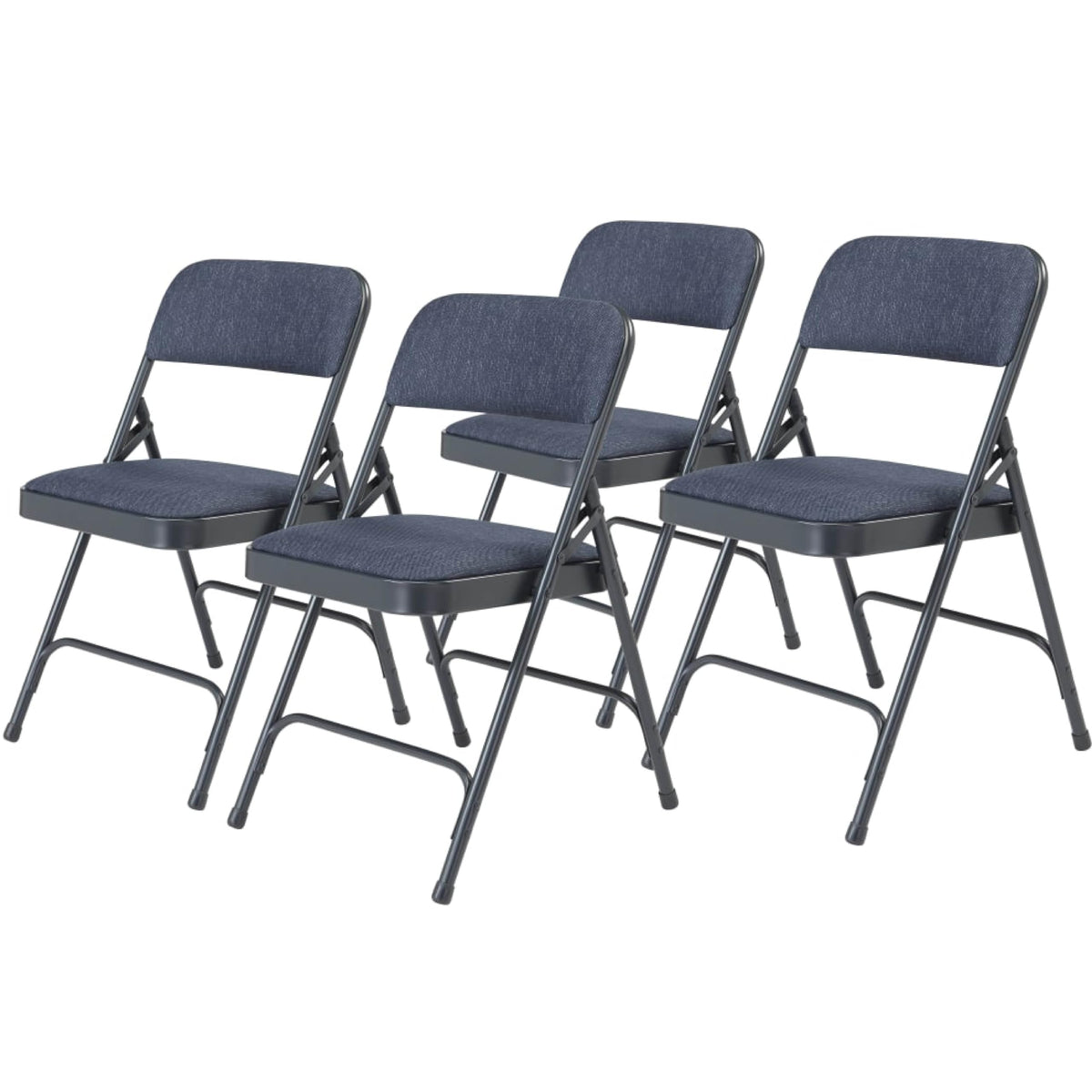 Premium Padded Portable Folding Chairs by National Public Seating – 2200 Series Upholstered, Heavy-Duty Foldable Chairs for Indoor & Outdoor Use – Set of 4, Comfortable & Durable, Char-Blue