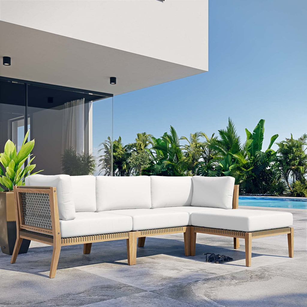 Modway Clearwater Sectional, 4-Piece Set, Gray White