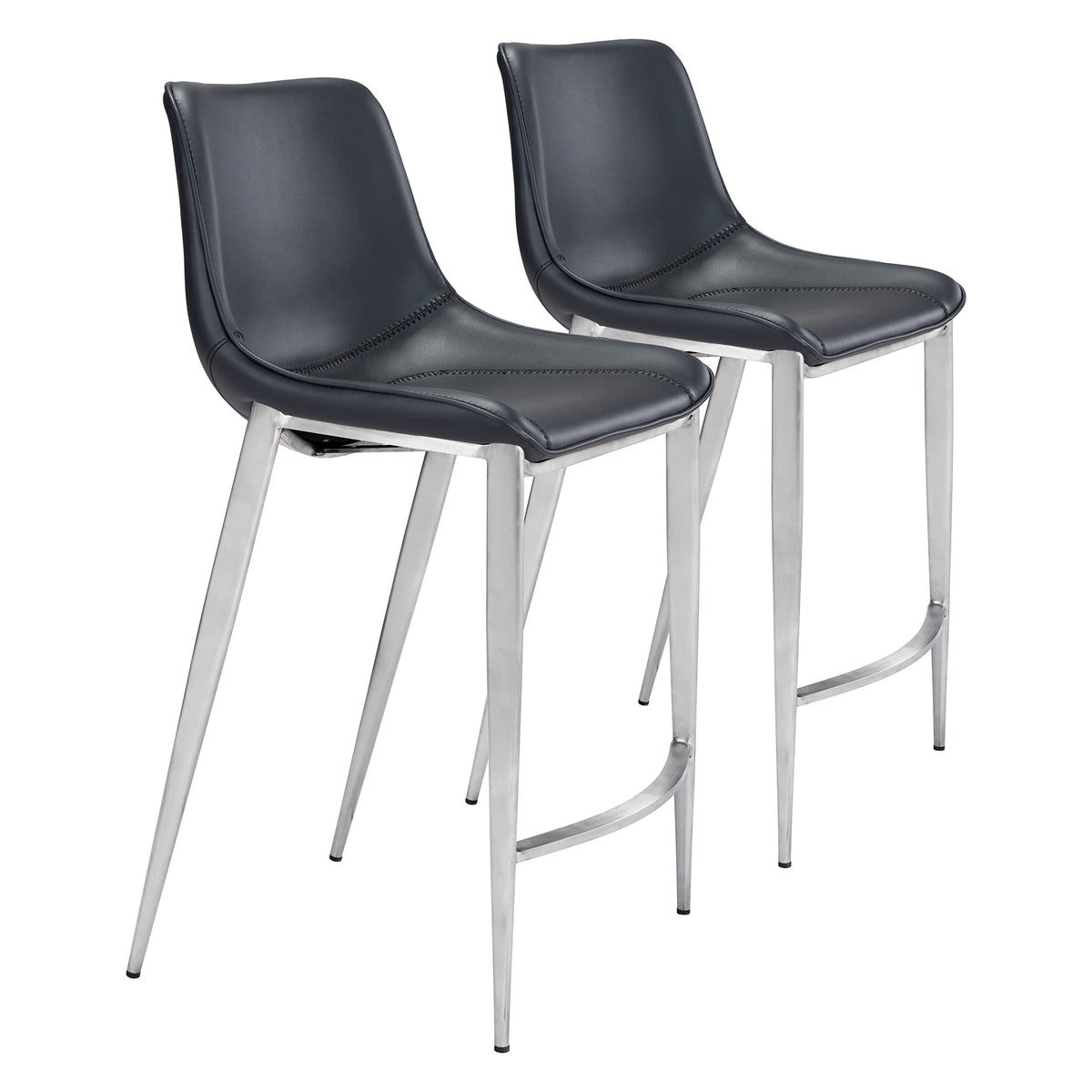 Magnus Counter Chair (Set Of 2) Black & Silver