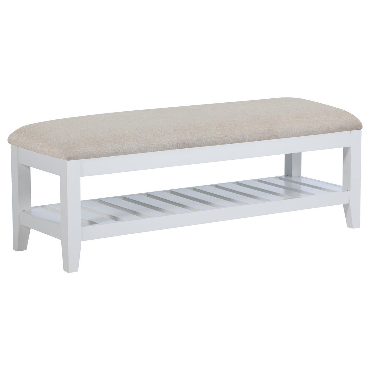 Coaster Home Furnishings Bexhill Upholstered Rectangular Bench with Shelf White