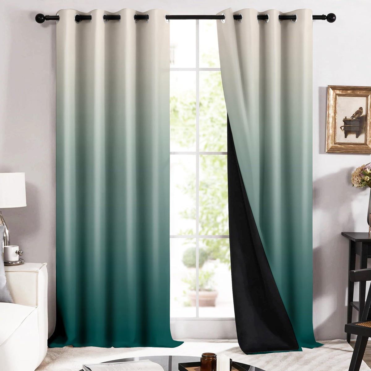 Story@Home 100% True Blackout Semi Long Door Curtains 8 Feet Long Set Of 1 | Gradient Printed | Room Darkening Curtain | Ombre C