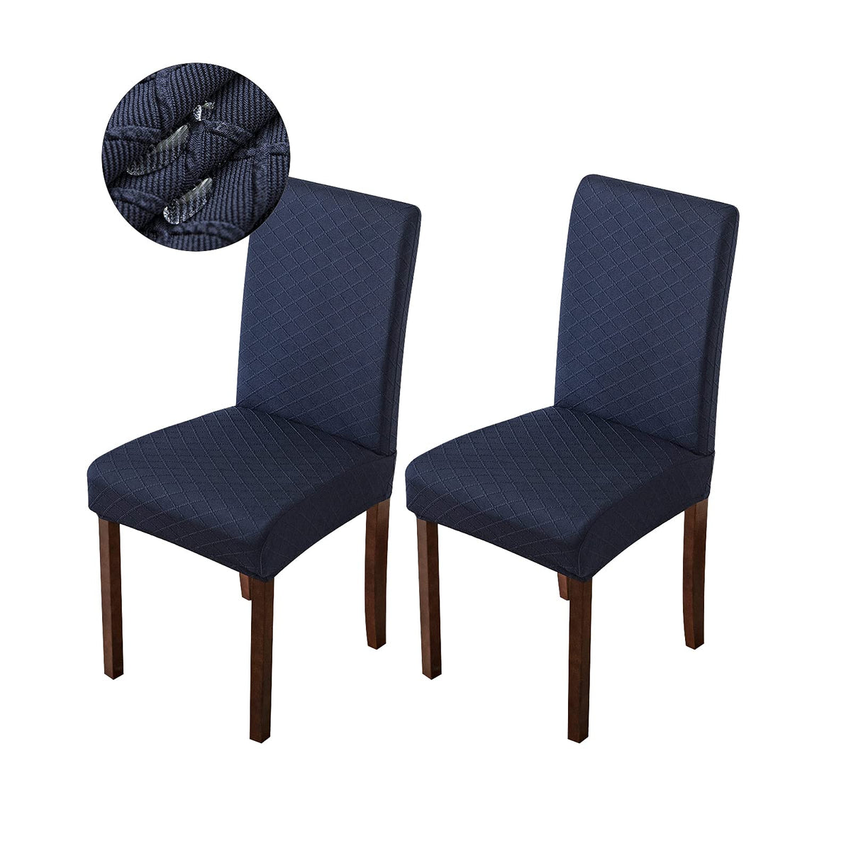 Genina Waterproof Chair Covers for Dining Room Dining Chair Covers Kitchen Parsons Chair Covers (Navy Blue, 2 PCS)