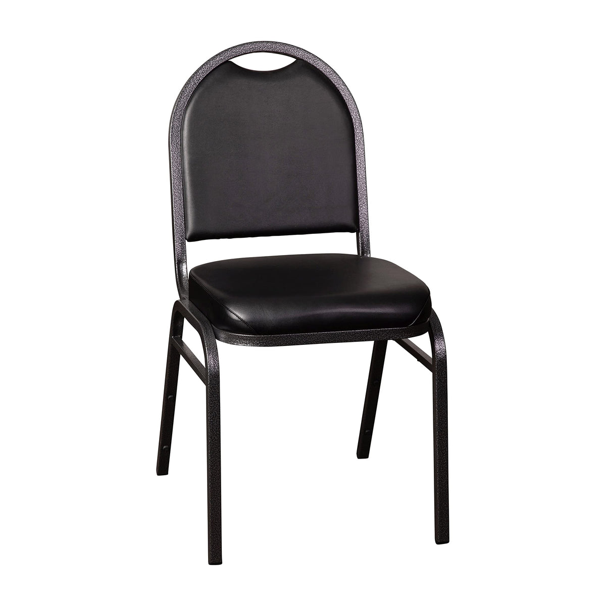 Flash Furniture HERCULES Commercial Grade 500 LB. Capacity Dome Back Stack Chair - Black Vinyl Upholstery - Silver Vein Metal Frame - Built-In Handle