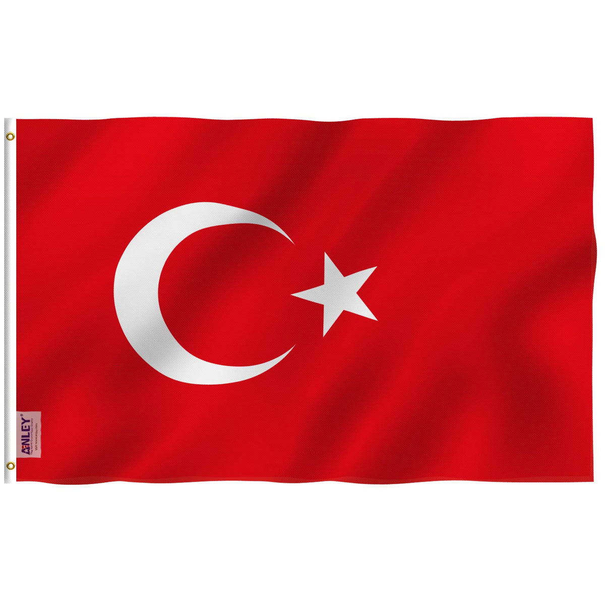 Anley Fly Breeze 3X5 Foot Turkey Flag - Vivid Color And Fade Proof - Canvas Header And Double Stitched - Turkish Flags Polyester