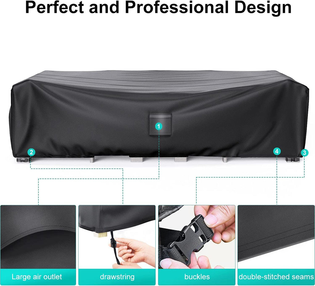 Brosyda Patio Furniture Covers, Heavy Duty 600D Outdoor Furniture Cover Waterproof, Sectional Sofa Set Covers Table And Chair Set Covers, 84'L×44'W×23'H