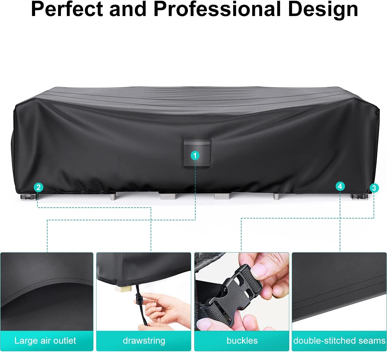Brosyda Patio Furniture Covers, Heavy Duty 600D Outdoor Furniture Cover Waterproof, Sectional Sofa Set Covers Table And Chair Set Covers, 84'L×44'W×23'H