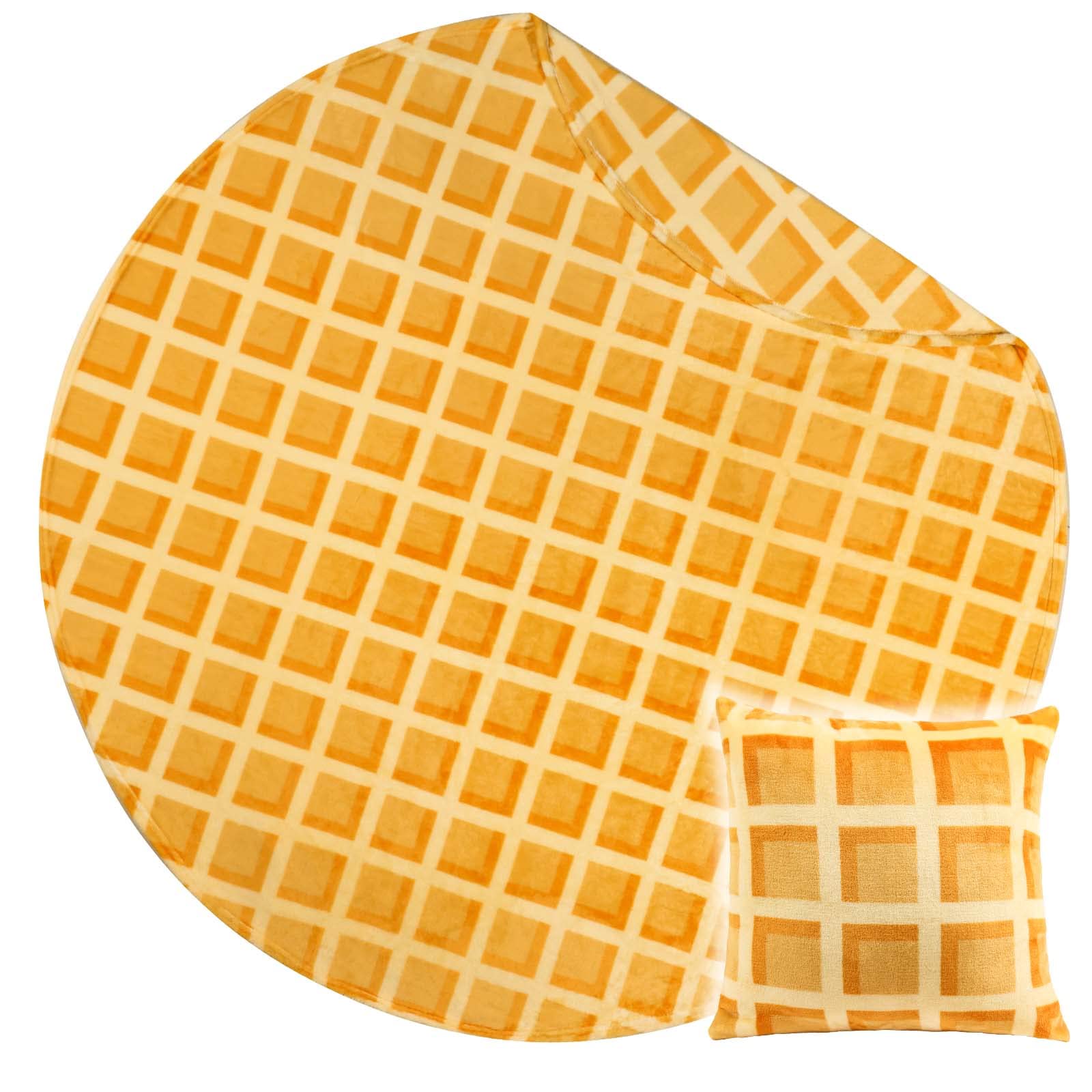 Bnuitland 72 Inches Waffle Funny Blanket With Throw Pillow Cover (18  18''),300 Gsm Double Sided Giant Realistic Food Blanket, N