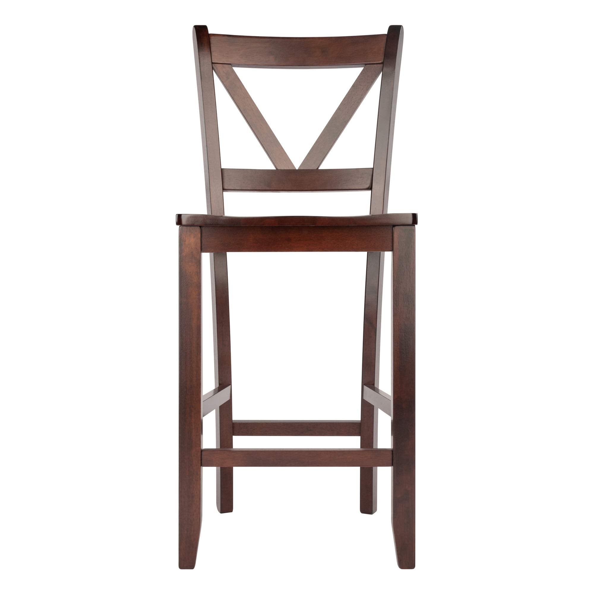 Winsome Wood Victor 2-Piece V-Back Counter Stools, 24-Inch, Brown