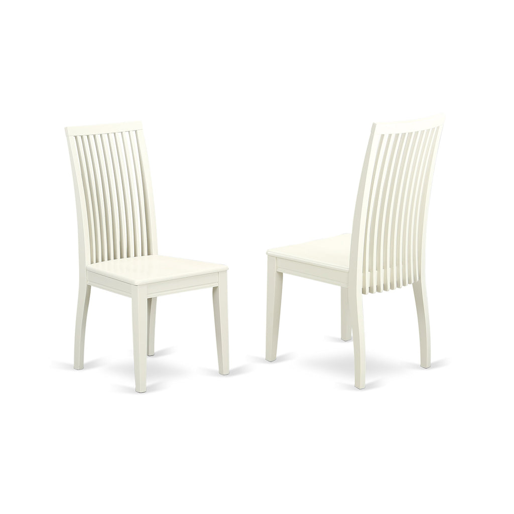 East West Furniture Hlip5-Lwh-W 5 Piece Kitchen Table Set For 4 Includes A Round Dining Table With Pedestal And 4 Dining Room Chairs, 42X42 Inch, Linen White