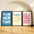 SoulAbiti Summer Caf Trio set of 3 Framed Wall Print 12x18 inch Black Frame PlexiGlass Preppy Art ready to hang for living room
