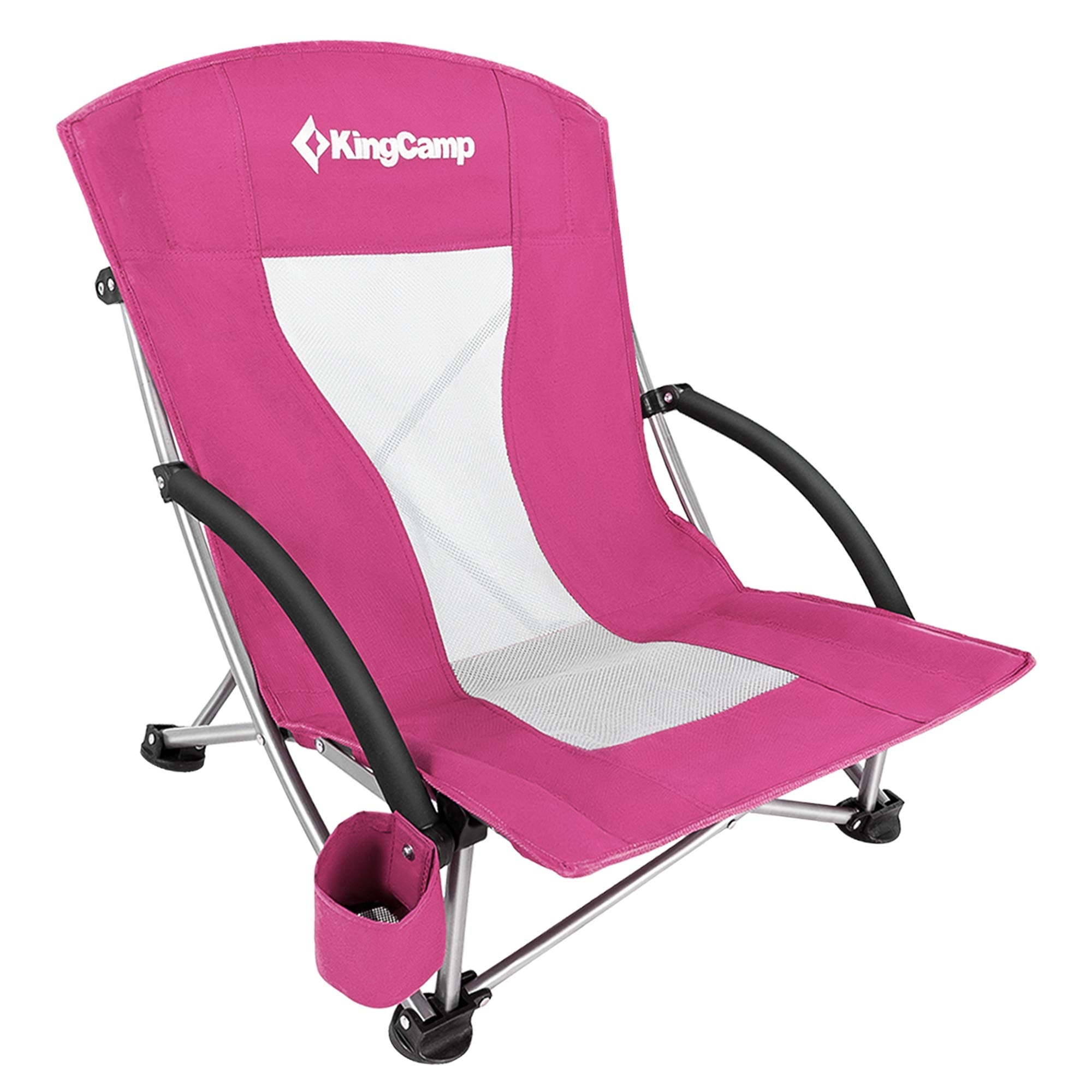 KingCamp Low Beach Chair Folding Portable Lightweight Backpack Chair for Adults with Cup Holder Pocket Carry Bag for Outdoor Cam