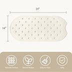 Selfsuite Rubber Bathtub Mat Shower Mat Non-Slip, 31X14 Inch, Bath Tub Floor Mat With Suction Cups And Drainage Holes, Ivory Whi
