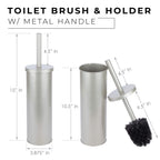 Js Jackson Supplies Sleek Toilet Brush And Holder With Metal Handle - Brushed Nickel