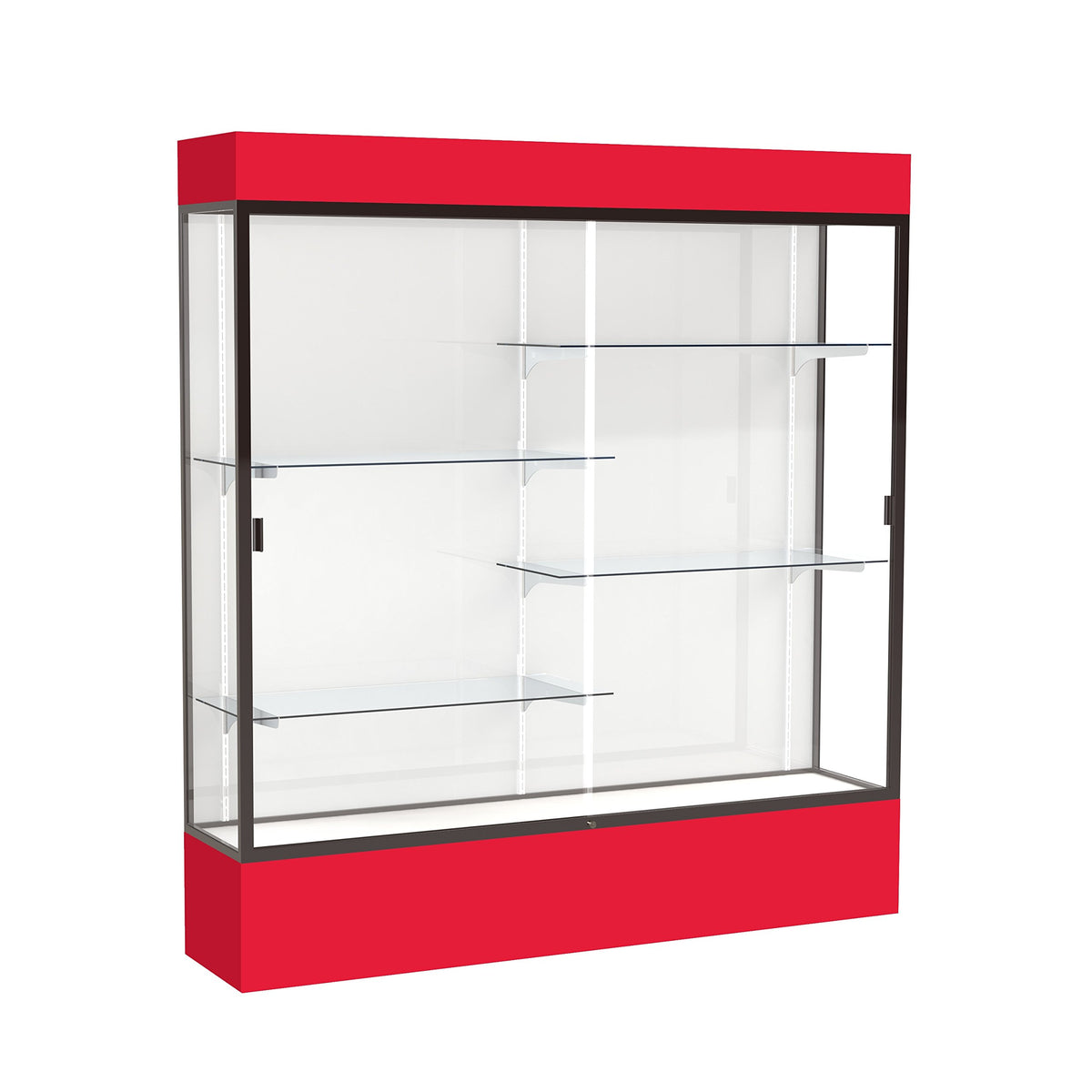 Waddell Spirit Lighted Floor Display case, 72 inches Wide, Red