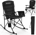 Raynesys Folding Rocking Chair Supports 440 Lbs, Outdoor Folding Chair, Rocking Camping Chairs With Cup Holder & Side Pocket, Pa