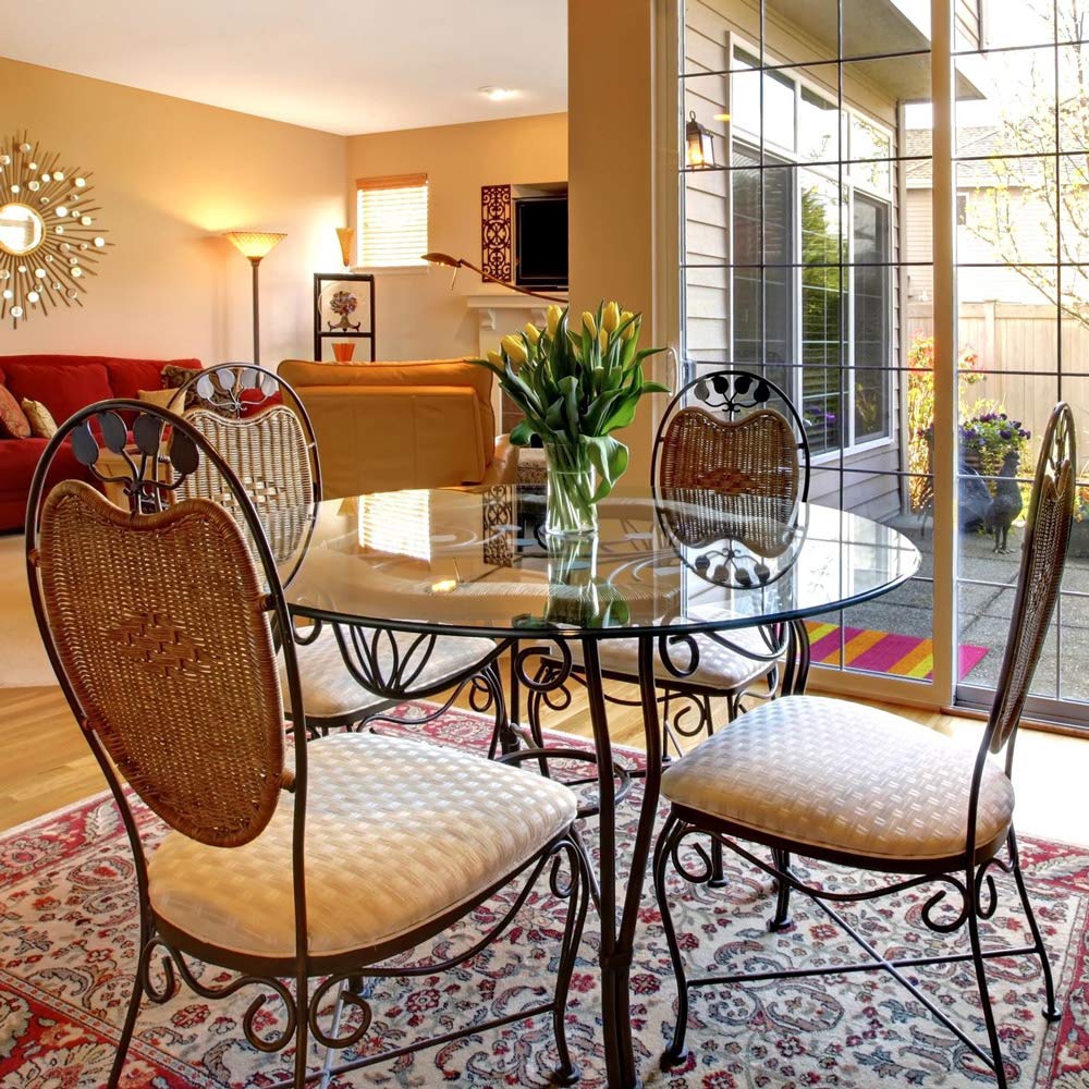 Dulles Glass 34' Round Glass Table Top - Tempered- 3/8' Thick - Pencil Polished Glass