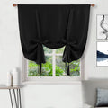 DWCN Tie Up Curtain-Thermal Insulated Room Darkening Blackout Curtains for Livingroom, Bedroom and Dining Room, Black, W42 X L63