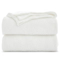 Longhui Bedding 100% Cotton Ivory White Lightweight Cable Knit Throw Blanket For Couch Sofa Bed Home D  Cor - 50 X 60   , Bonus