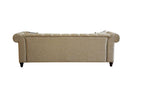 Acme Aurelia Nailhead Trim Tufted Sofa with 2 Pillows in Beige Linen
