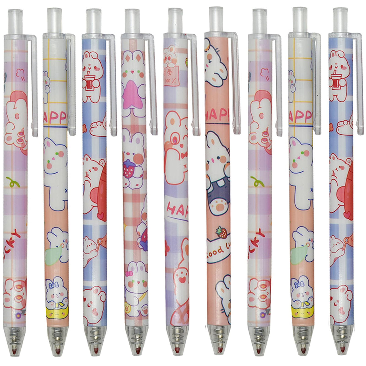 Maydahui 12Pcs Rabbits Carrots Gel Pen Cute Cartoon Pens Retractable Printing Pen Black Ink For Students Office School Supply