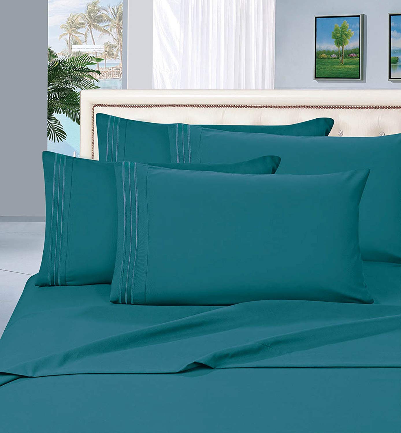 Elegant Comfort Luxury Wrinkle,Fade And Stain Resistant 1500 Thread Count Egyptian Quality 4-Piece Bed Sheet Set, Deep Pocket, K