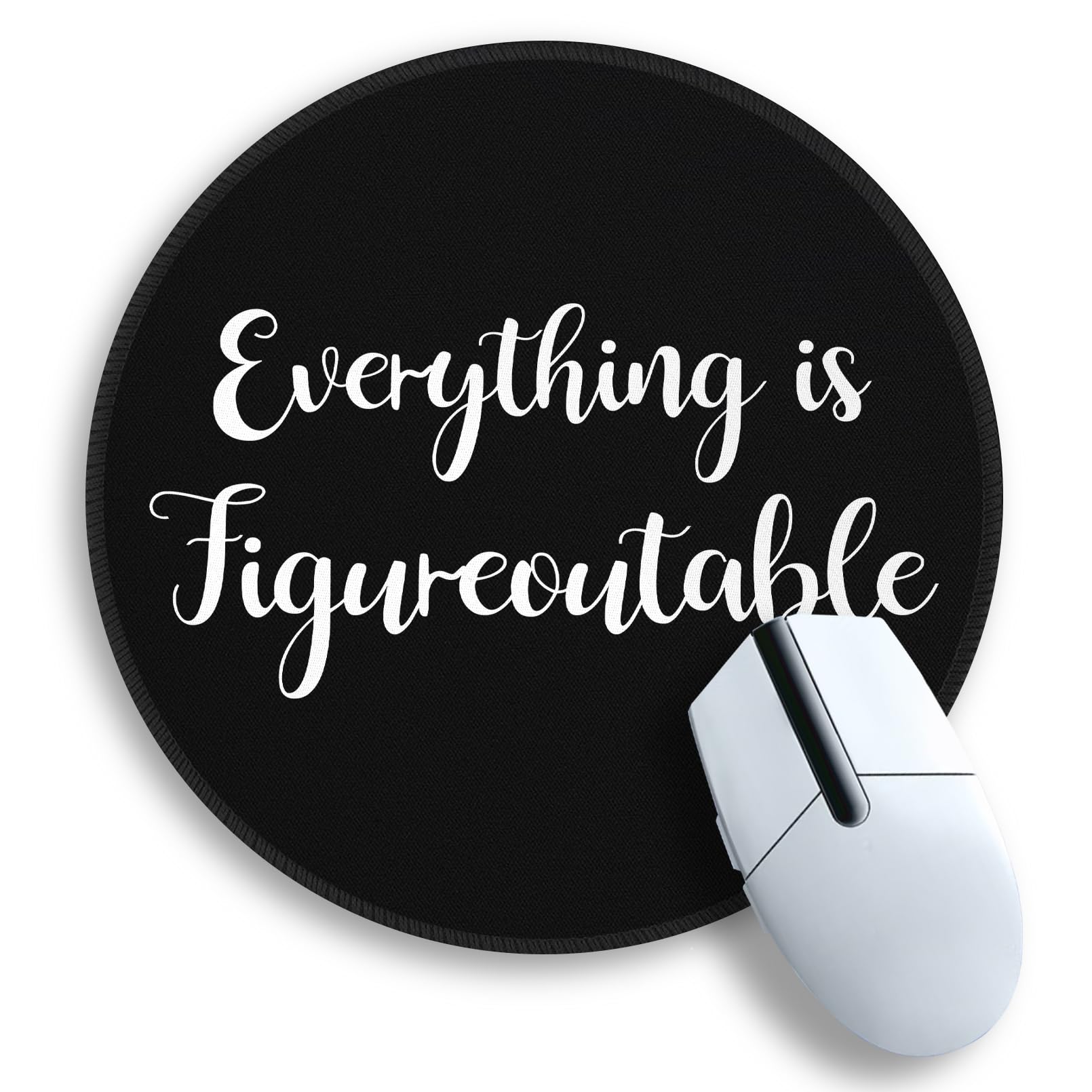 Gctriki Everything Is Figureoutable Mouse Pad, Inspirational Office Desk Decor For Men Women, Black Computer Mouse Pads For Desk