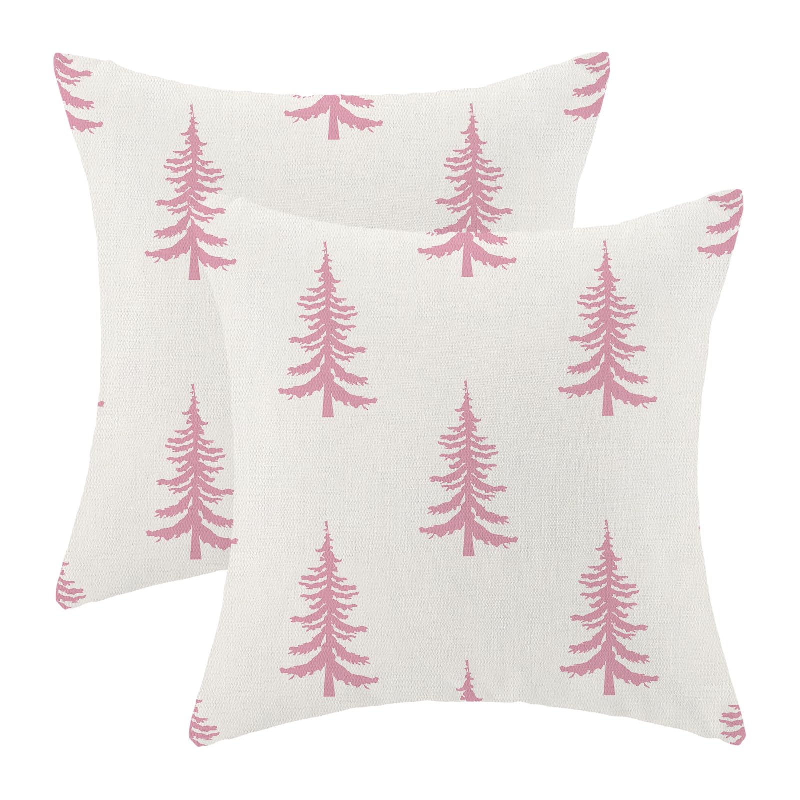 Cxmeifly Christmas Pillow Covers 22X22 Inch Set Of 2 Cream Pink Christmas Tree Decor Throw Pillows Winter Xmas Holiday Outdoor C