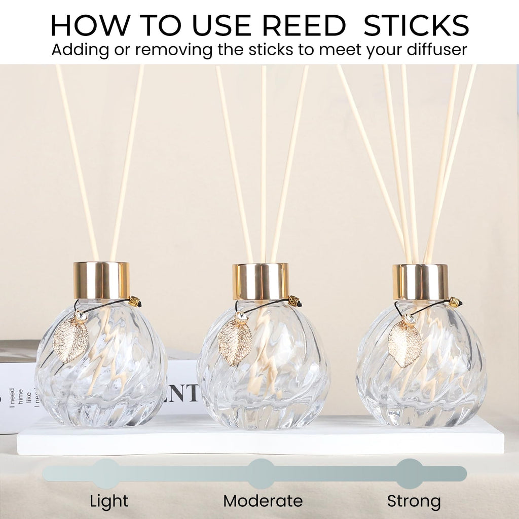 Trifolic 4Pcs Reed Diffuser Set With Metal Golden Decoration, 3.5Oz Empty Reed Diffuser Bottles With 20Pcs Reed Diffuser Sticks,